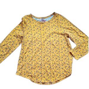 ---  Yellow Printed Long Sleeve Cotton Shirt Size Large